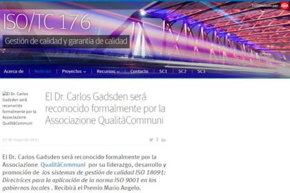 El Dr. Carlos Gadsden será reconocido formalmente por la Associazione QualitàCommuni