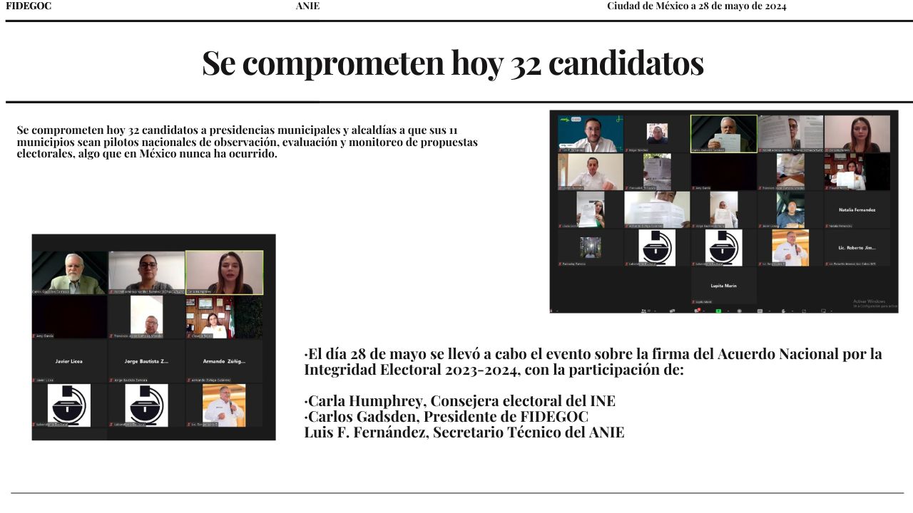 Se comprometen hoy 32 candidatos...